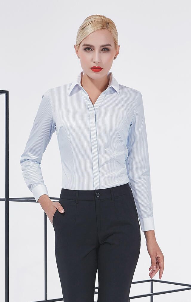 長(zhǎng)袖職業(yè)裝女士條紋襯衣008