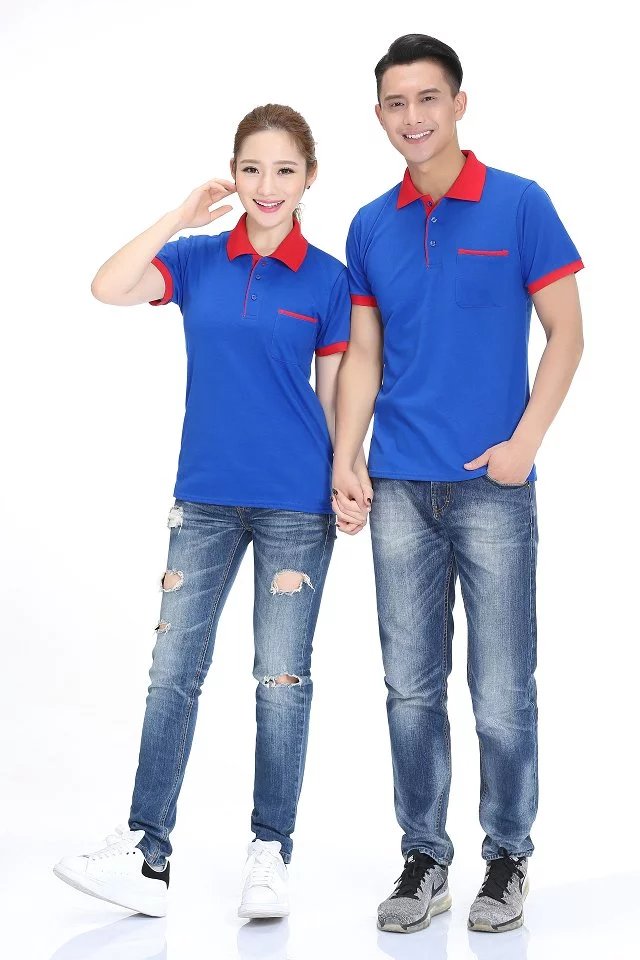 藍(lán)底紅邊團(tuán)體廣告服T098